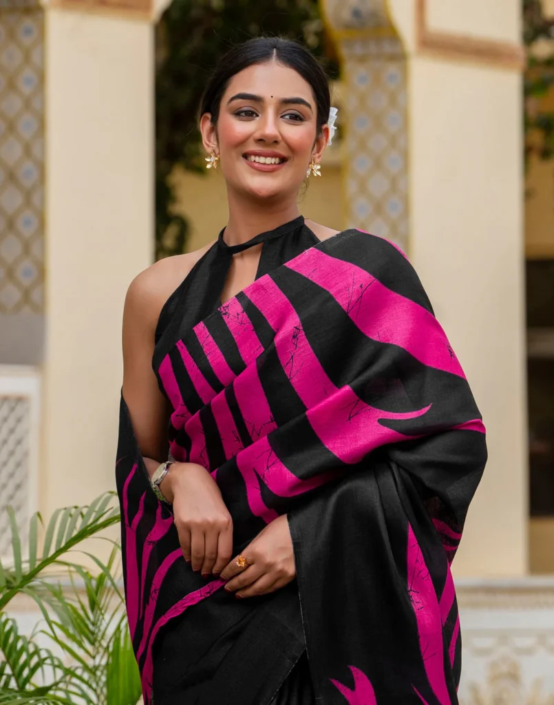 Black Khadi Saree for Classic Ethnic & Everyday Wear