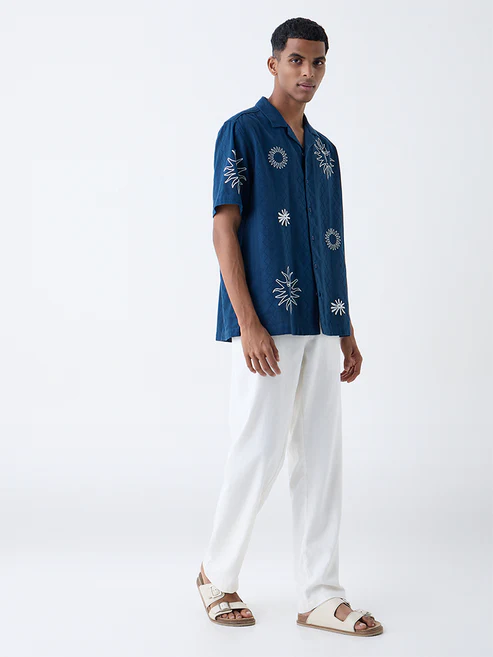 ETA Navy Embroidered Relaxed-Fit Shirt - Image 2