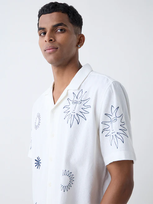 ETA White Sun Detailed Relaxed-Fit Cotton Shirt - Image 3