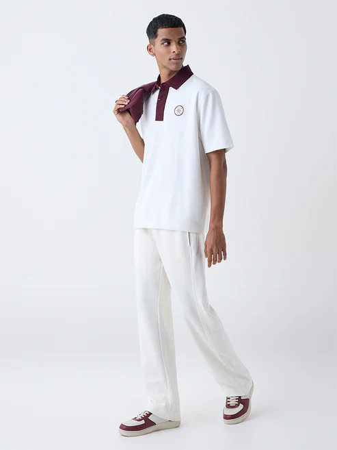 Studiofit White Relaxed-Fit Polo T-Shirt - Image 2