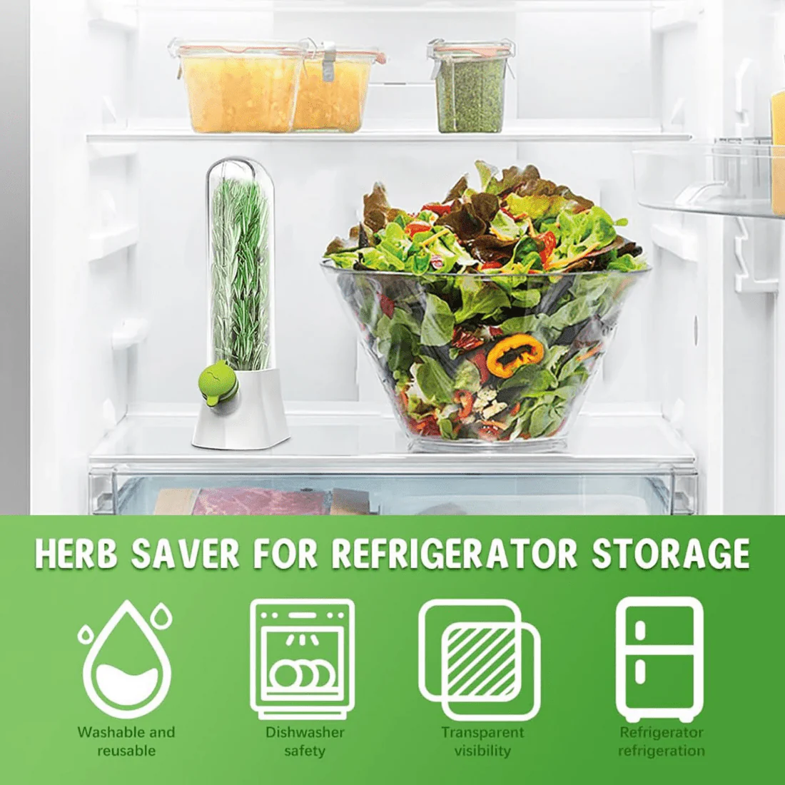 Airtight Transparent Herb Storage Box with Water Reservoir for Fresh Food Storage - Image 2