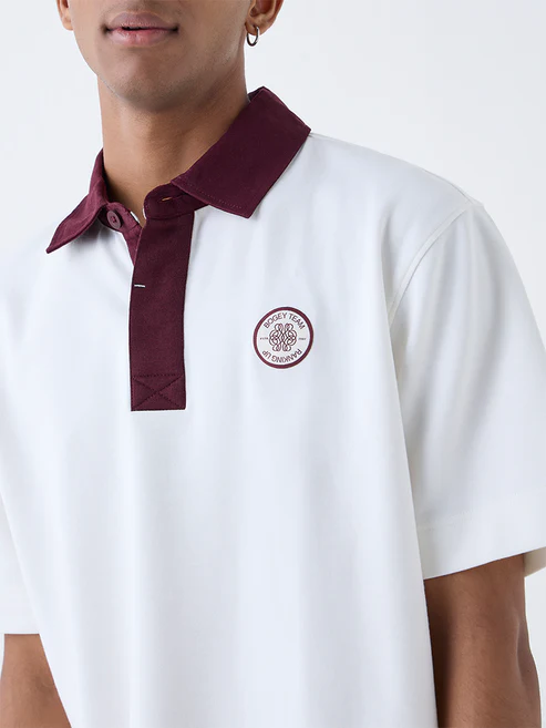 Studiofit White Relaxed-Fit Polo T-Shirt - Image 3