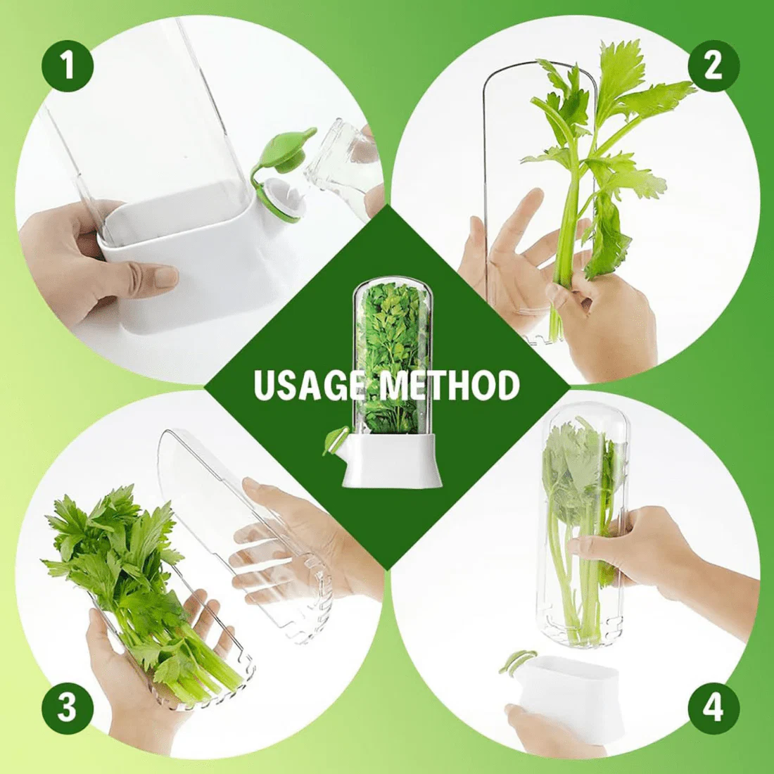 Airtight Transparent Herb Storage Box with Water Reservoir for Fresh Food Storage - Image 3