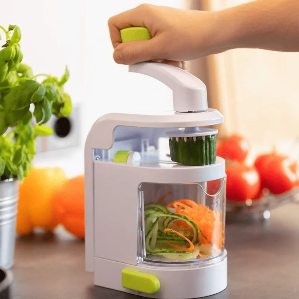 Multi-Functional Hand Crank Vegetable and Fruit Spiral Cutter for Easy Kitchen Prep