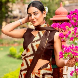 Beige Khadi Printed Saree for Elegant Ethnic & Daily Wear