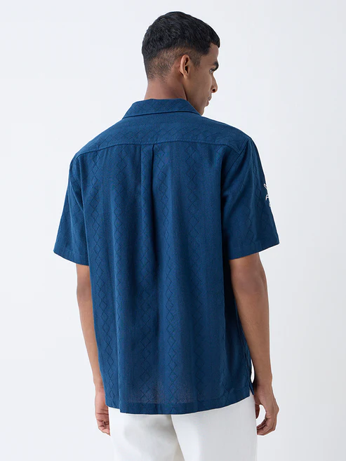 ETA Navy Embroidered Relaxed-Fit Shirt - Image 4