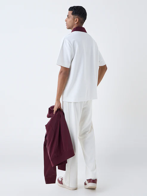 Studiofit White Relaxed-Fit Polo T-Shirt - Image 4