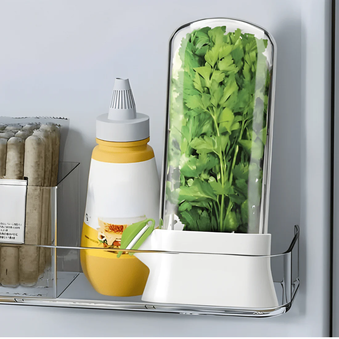 Airtight Transparent Herb Storage Box with Water Reservoir for Fresh Food Storage - Image 4