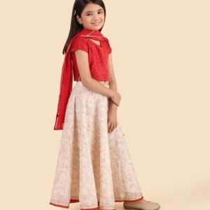 White Cotton Silk Blend 3pc Lehenga Set