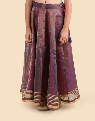 Blue Cotton Silk Blend Ikat 2pc Lehenga Set - Image 5