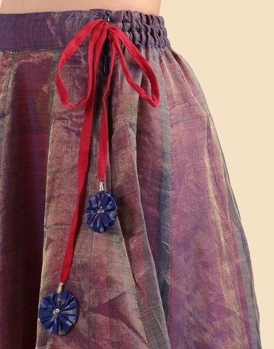 Blue Cotton Silk Blend Ikat 2pc Lehenga Set - Image 7