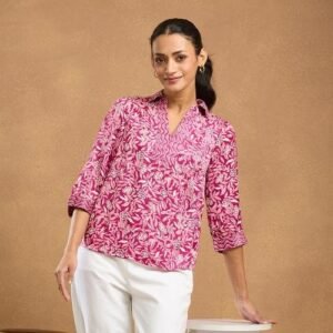 Pink Viscose Printed Top for Chic Everyday Style
