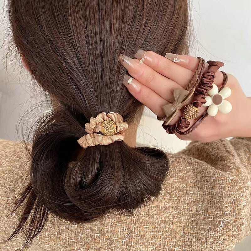 Pack Of 7 Cute Brown Hairties - Image 3