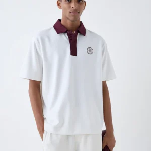 Studiofit White Relaxed-Fit Polo T-Shirt